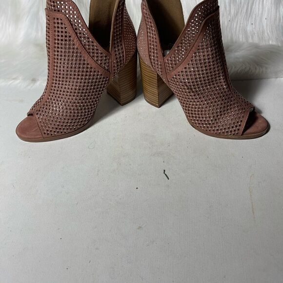 Very G pink blush suede perforated slip on shoes peep toe size 8.5 - Picture 5 of 8